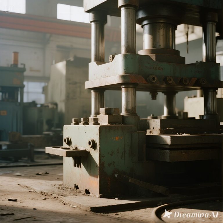 Mesin press industri lengkap dengan die set, feeder, dan perangkat keselamatan modern.