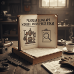 Mesin press bekas di gudang industri dengan teknisi sedang memeriksa kondisi mesin.