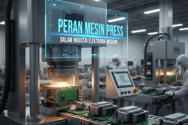 Peran Mesin Press dalam Industri Elektronik Modern Ilustrasi mesin press modern dalam produksi komponen elektronik.