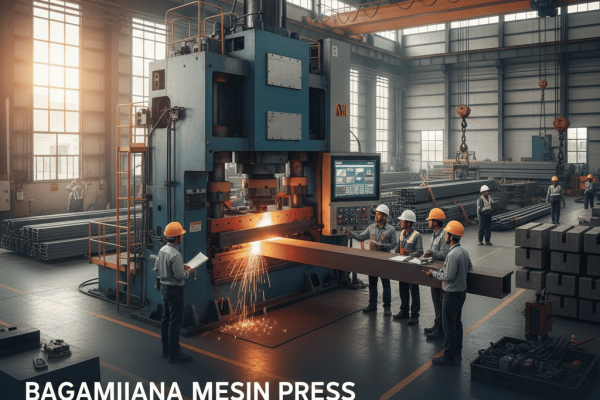 Bagaimana Mesin Press Membantu Industri Konstruksi Ilustrasi mesin press hidrolik mencetak pelat logam untuk konstruksi modern.