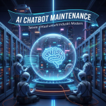 Ilustrasi chatbot AI yang memantau mesin industri secara real-time