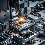 Mesin press presisi ultra-tinggi membentuk komponen logam aerospace di pabrik bersih dan modern