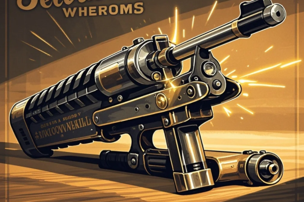 Pekerja galangan kapal mengoperasikan mesin press untuk membentuk pelat baja dengan latar struktur kapal