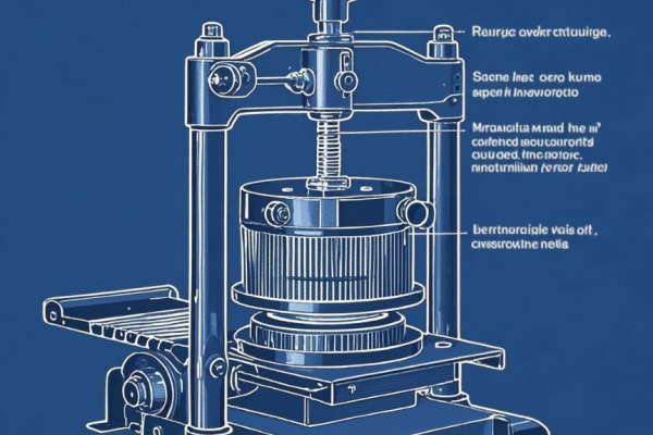 Close-up hasil press metal dengan burr di tepi, serta operator memeriksa dies